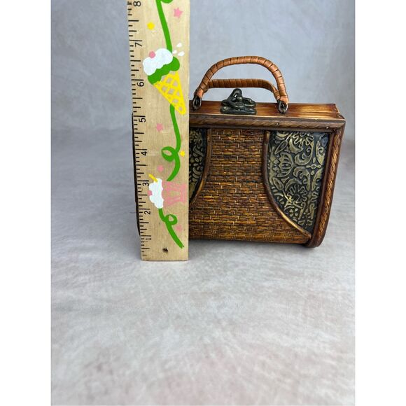 Vintage Wooden and Metal Purse Mod 1960s 1970s Handbag - Picture 8 of 9